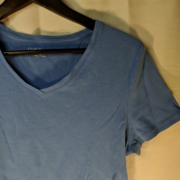 Croft & Barrow Blue V-Neck Short Sleeve T-Shirt Top Women S Small 100% Cotton - Picture 2 of 10